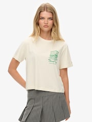 Superdry Cream Roadside Trade Relaxed T-Shirt - Image 1 of 6