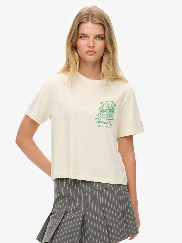 Superdry Cream Roadside Trade Relaxed T-Shirt - Image 1 of 6
