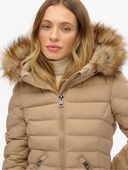 Superdry Brown Fuji Faux Fur Hooded Longline Coat - Image 11 of 16