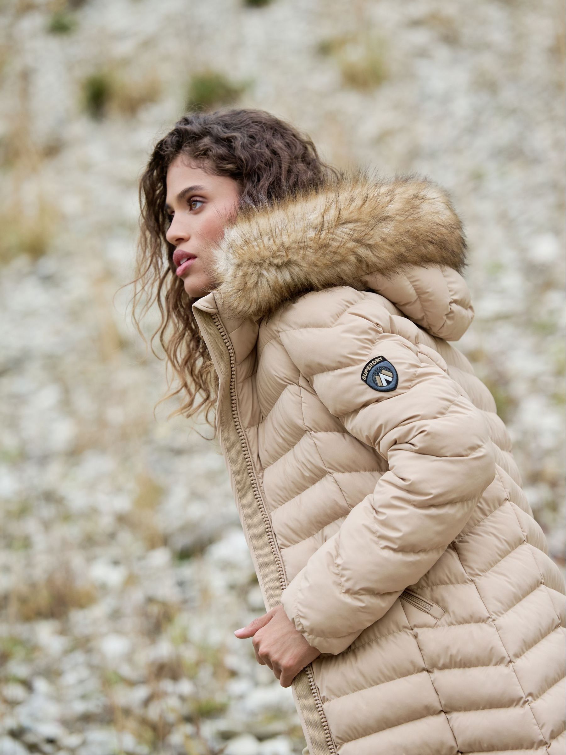 Buy Superdry Brown Fuji Faux Fur Hooded Longline Coat from Next USA