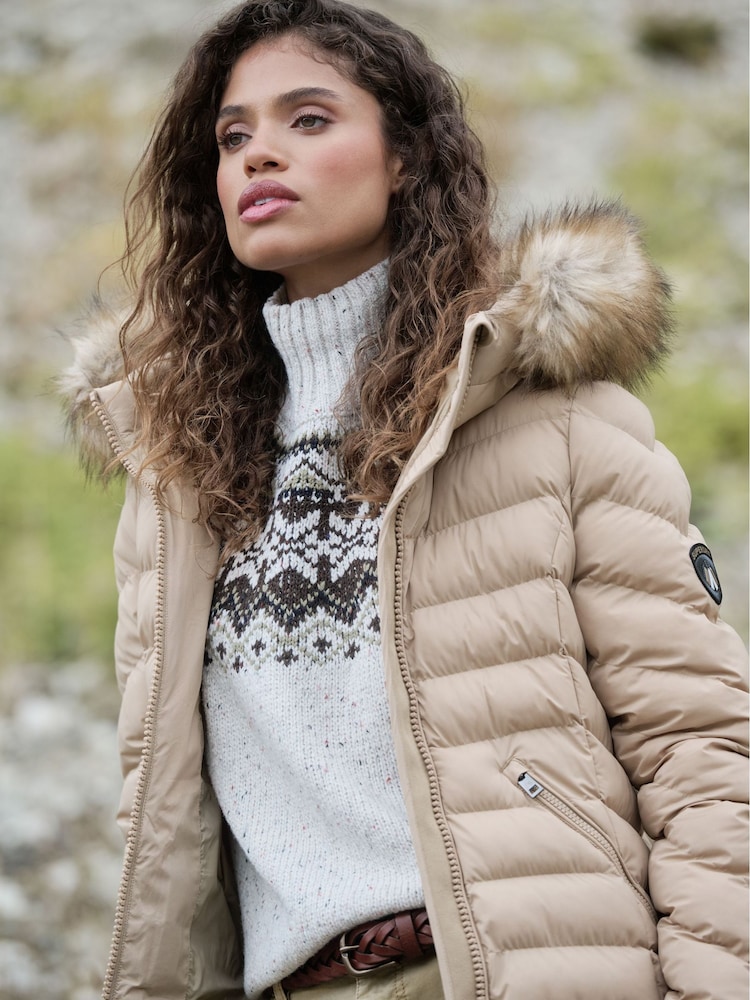 Hooded Fuji Padded Jacket Pelican Beige