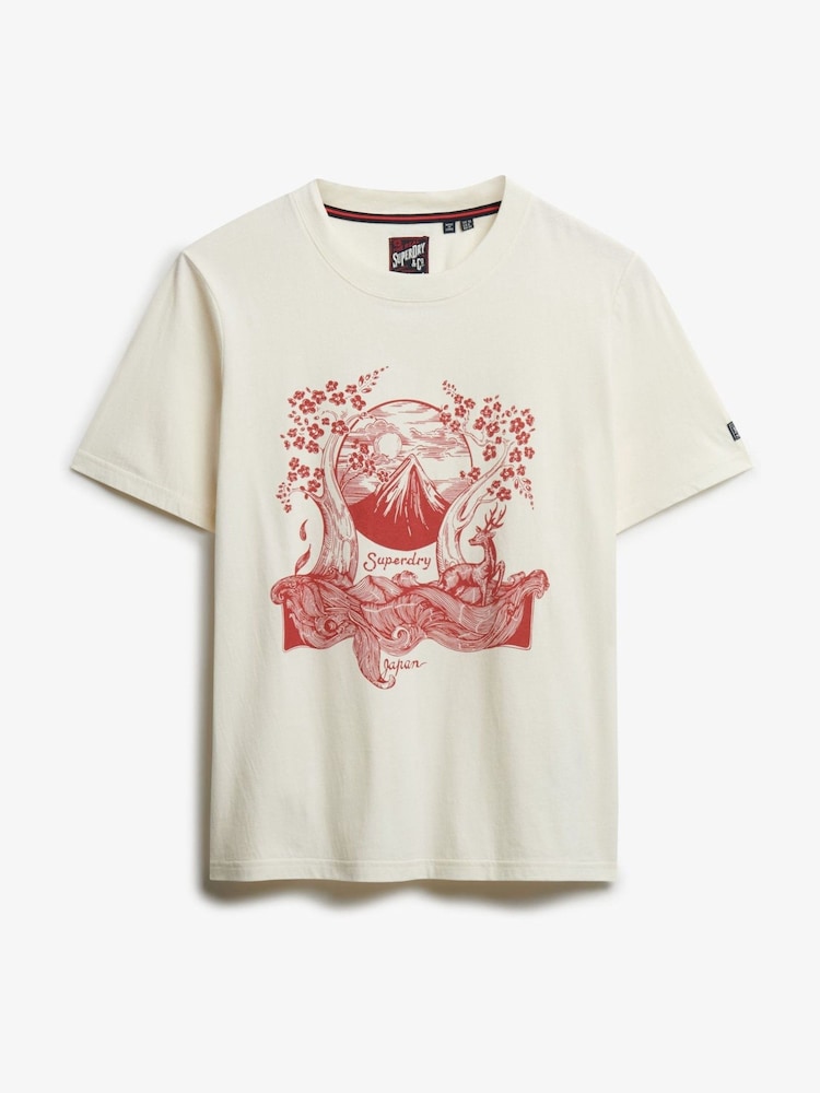 Superdry Cream Tokyo Narrative Relaxed T-Shirt - Image 5 of 5