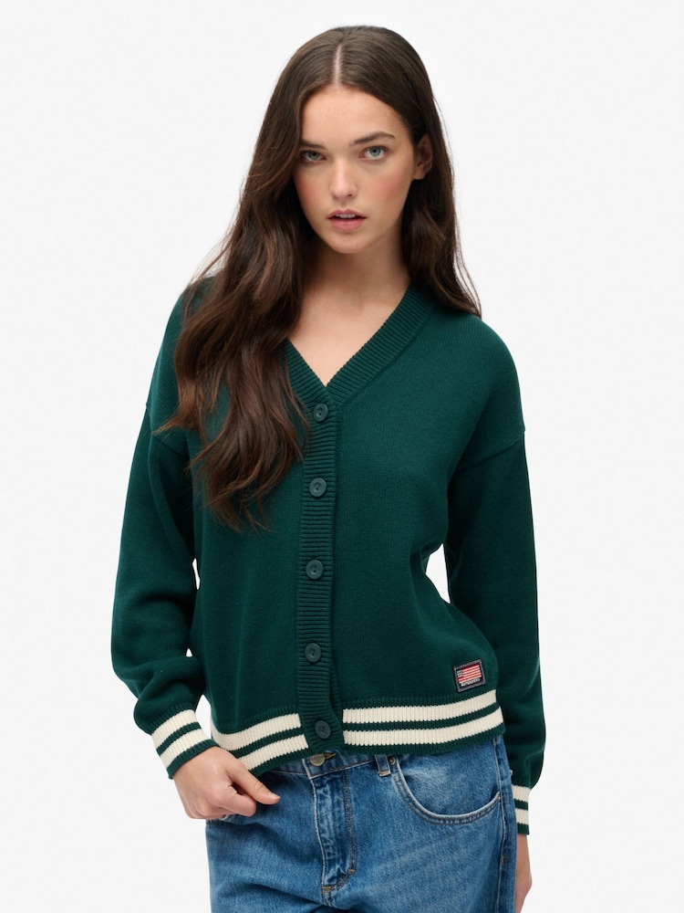 Superdry Green Slouchy Knitted Cardigan - Image 2 of 5 Superdry Green Slouchy Knitted Cardigan - Image 2 of 5