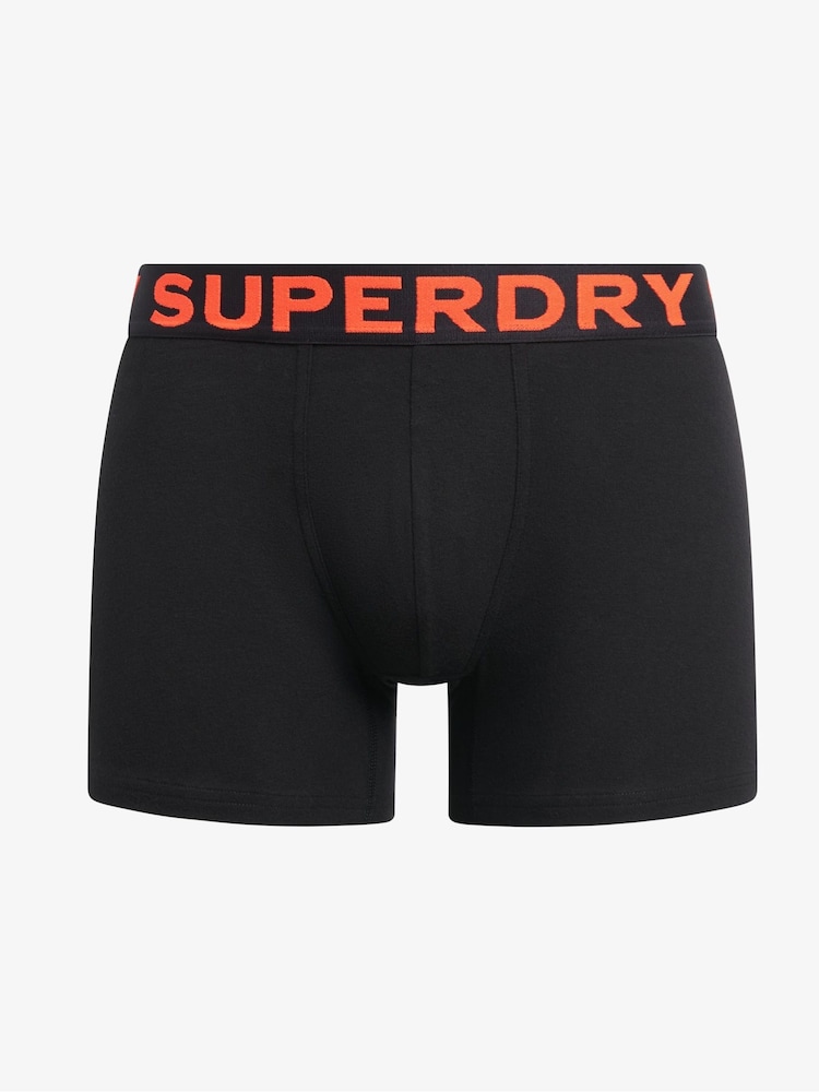 Superdry Chrome Black Logo Triple 100% Cotton Boxers 3 Pack - Image 2 of 7