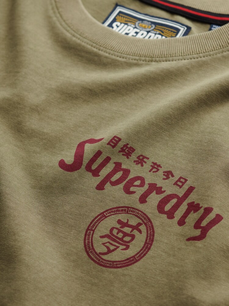 Superdry Light Khaki Green Tokyo Narrative Loose T-Shirt - Image 6 of 6 Superdry Light Khaki Green Tokyo Narrative Loose T-Shirt - Image 6 of 6