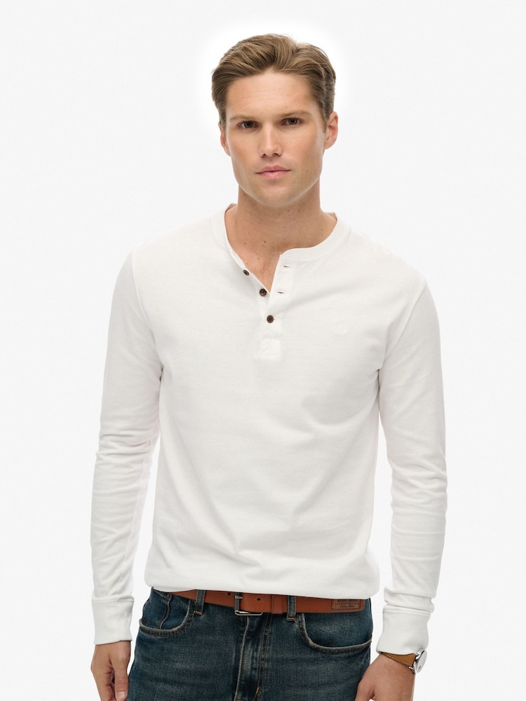 Superdry White Classic Essential Grandad Top - Image 1 of 4 Superdry White Classic Essential Grandad Top - Image 1 of 4