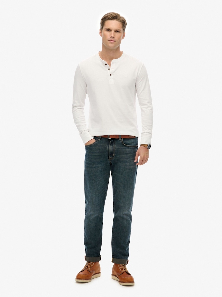 Superdry White Classic Essential Grandad Top - Image 2 of 4 Superdry White Classic Essential Grandad Top - Image 2 of 4