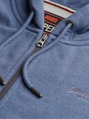 Superdry Jeans Blue Marl Essential Logo Slim Fit Zip Hoodie - Image 5 of 5