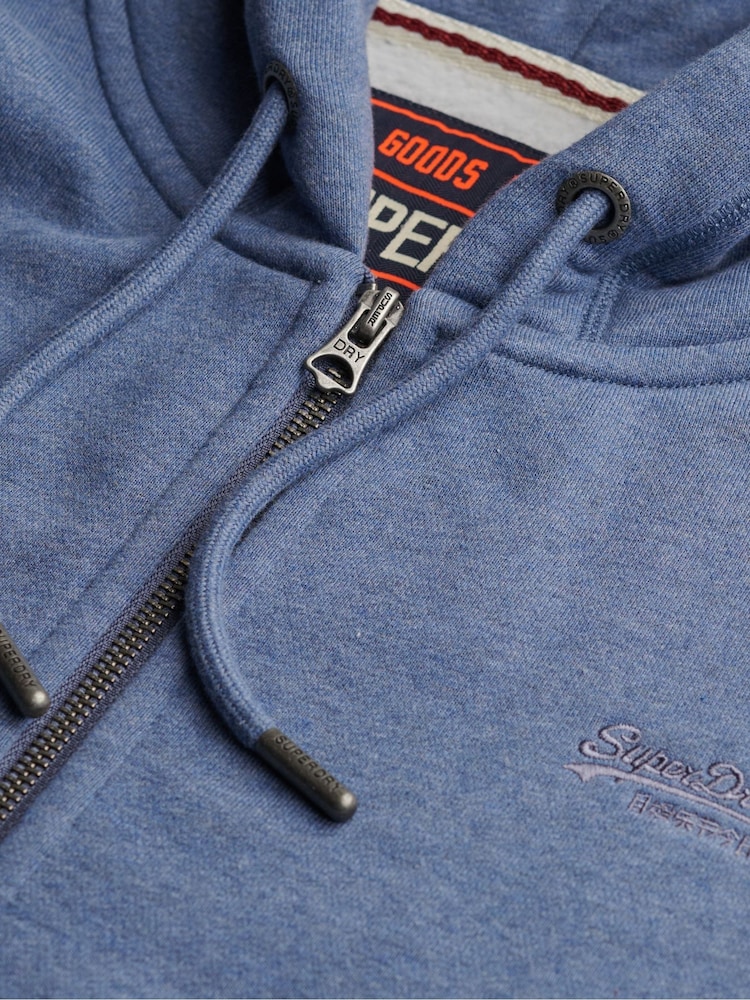Superdry Jeans Blue Marl Essential Logo Slim Fit Zip Hoodie - Image 5 of 5