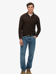 Superdry Brown Cotton Texture Half-Zip Jumper - Image 2 of 6