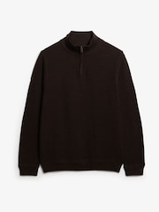 Superdry Brown Cotton Texture Half-Zip Jumper - Image 5 of 6