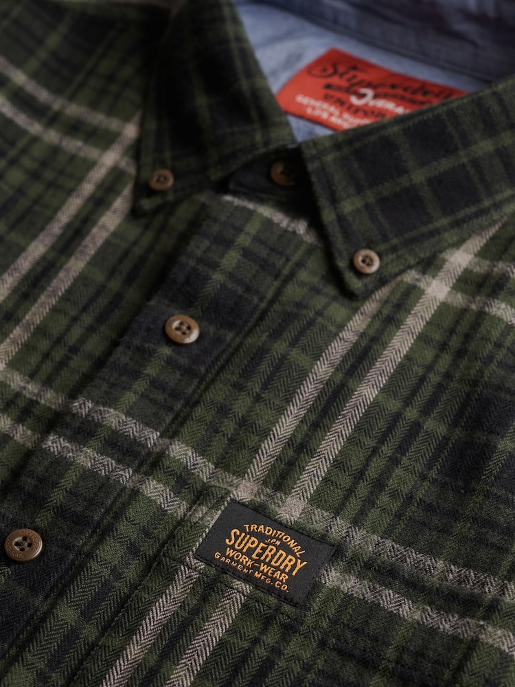 Superdry Green Long Sleeve Cotton Lumberjack Shirt - Image 7 of 7 Superdry Green Long Sleeve Cotton Lumberjack Shirt - Image 7 of 7