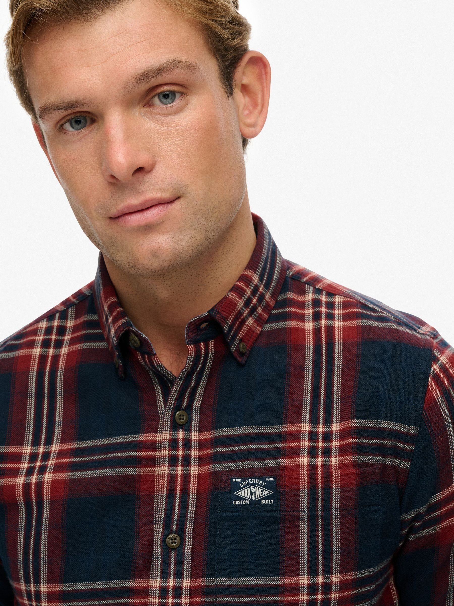 Buy Superdry Navy Red Check Long Sleeve Cotton Lumberjack Shirt