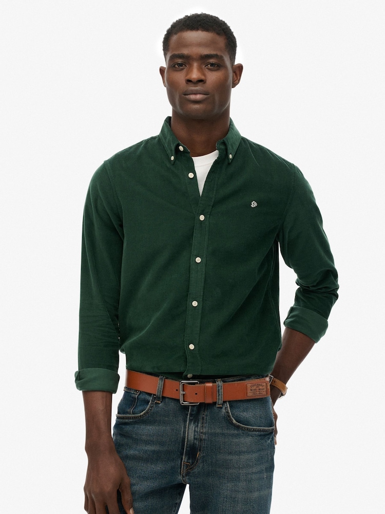 Superdry Green Classic Needle Cord Shirt - Image 1 of 5