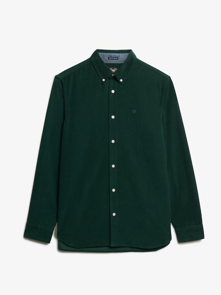 Superdry Green Classic Needle Cord Shirt - Image 5 of 5 Superdry Green Classic Needle Cord Shirt - Image 5 of 5