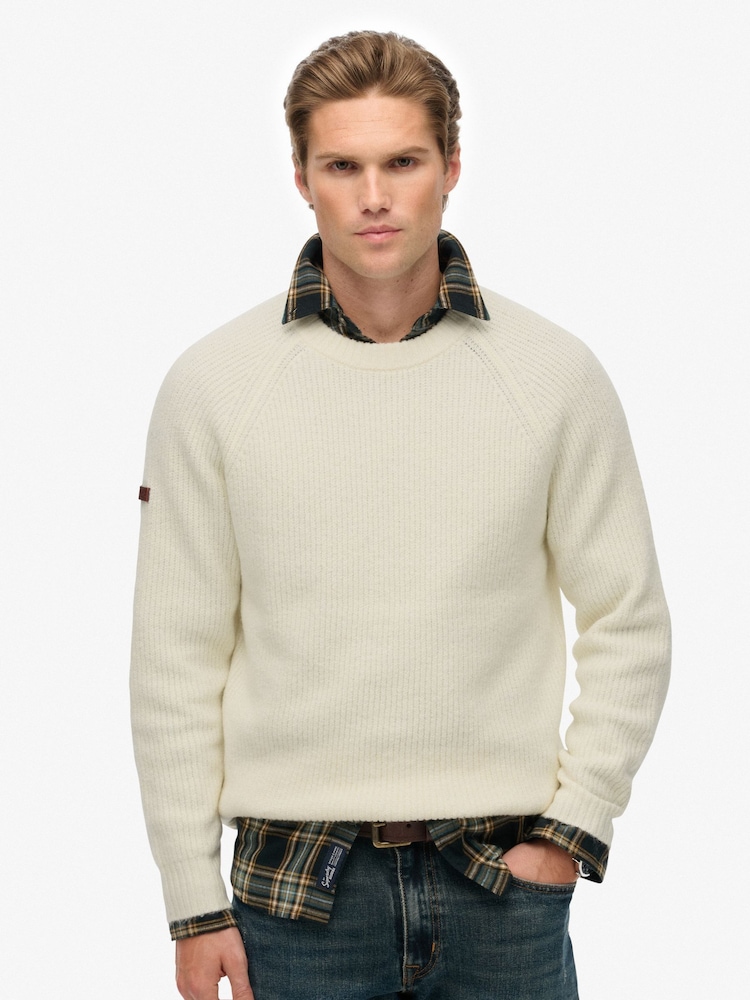 Creme - Superdry Raglan Chunky da Jumper - Imagem 1 de 5