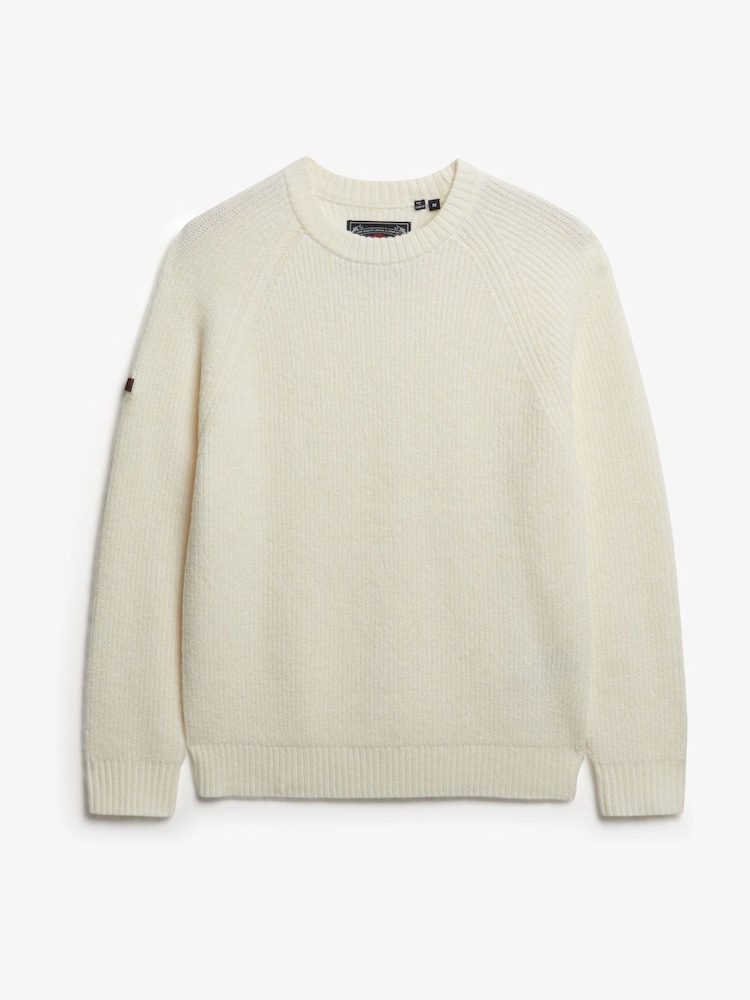 Superdry Cream Chunky Raglan Jumper - Image 4 of 4 Superdry Cream Chunky Raglan Jumper - Image 4 of 4
