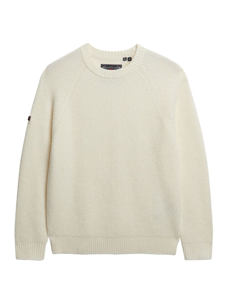 Superdry Cream Chunky Raglan Jumper - Image 5 of 5 Superdry Cream Chunky Raglan Jumper - Image 5 of 5