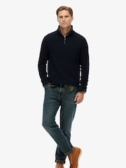 Superdry Blue Cotton Texture Half-Zip Jumper - Image 2 of 5