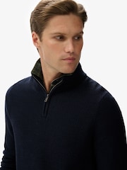 Superdry Blue Cotton Texture Half-Zip Jumper - Image 3 of 5