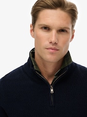 Superdry Blue Cotton Texture Half-Zip Jumper - Image 4 of 5