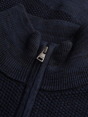 Superdry Blue Cotton Texture Half-Zip Jumper - Image 5 of 5