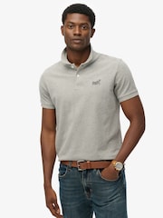 Superdry Grey Vintage Destroy Short Sleeve Polo Shirt - Image 1 of 4