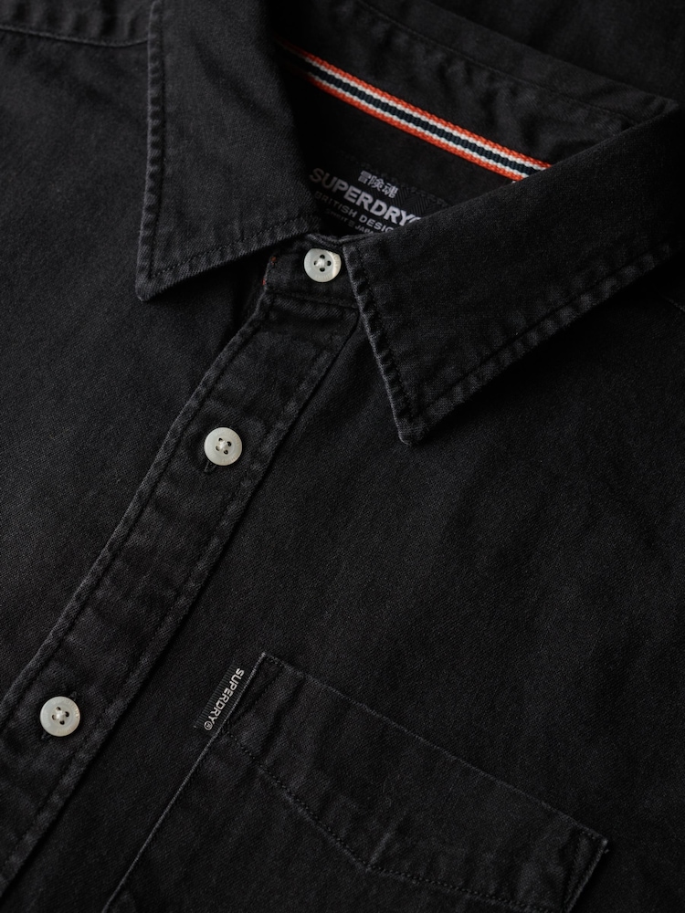 Superdry Black Essential Long Sleeve Denim Shirt - Image 5 of 5 Superdry Black Essential Long Sleeve Denim Shirt - Image 5 of 5