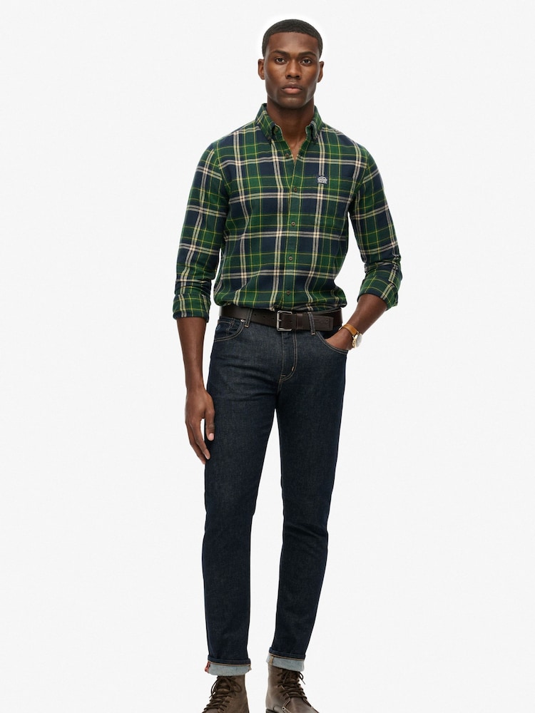 Superdry Peyton Check Navy Long Sleeve Cotton Lumberjack Shirt - Image 2 of 6 Superdry Peyton Check Navy Long Sleeve Cotton Lumberjack Shirt - Image 2 of 6