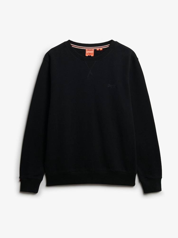 Superdry Black Essential Logo Crew Sweatshirt - Image 5 of 5 Superdry Black Essential Logo Crew Sweatshirt - Image 5 of 5