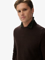 Superdry Brown Light Weight Cotton Texture Jumper - Image 3 of 4