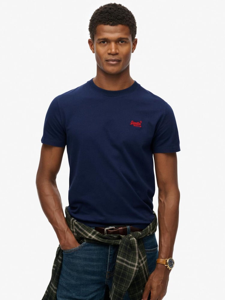 Superdry Atlantic Navy Essential Logo Embroidery T-Shirt - Image 1 of 6