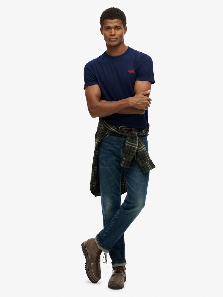 Superdry Atlantic Navy Essential Logo Embroidery T-Shirt - Image 2 of 6