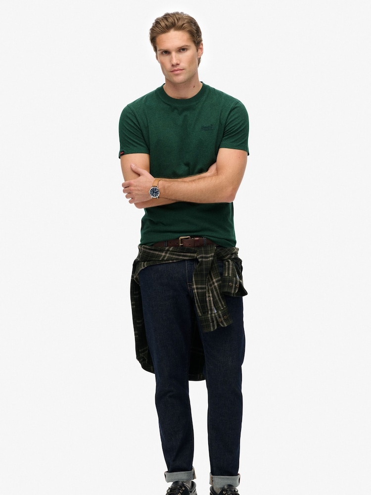 Superdry Dark Green Essential Logo Embroidery T-Shirt - Image 1 of 6