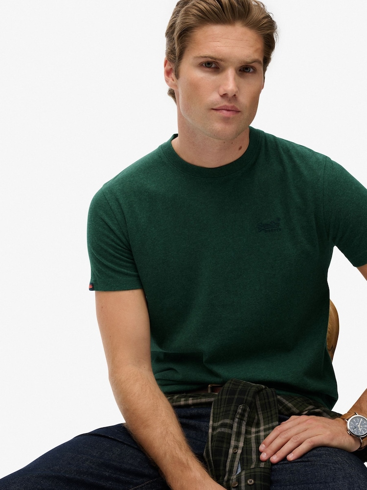 Superdry Dark Green Essential Logo Embroidery T-Shirt - Image 2 of 6