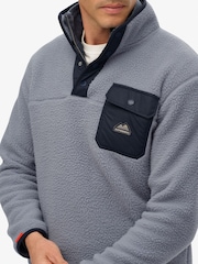Superdry Blakish Blue Fuji Fleece Half Popper Jumper - Image 4 of 5