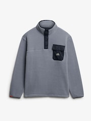 Superdry Blakish Blue Fuji Fleece Half Popper Jumper - Image 5 of 5