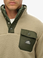 Superdry Natural Fuji Fleece Half Popper Jumper - Image 4 of 5