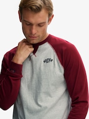 Superdry Grey Grindle/Rich Burgundy Vintage Athletic Baseball Top - Image 3 of 5