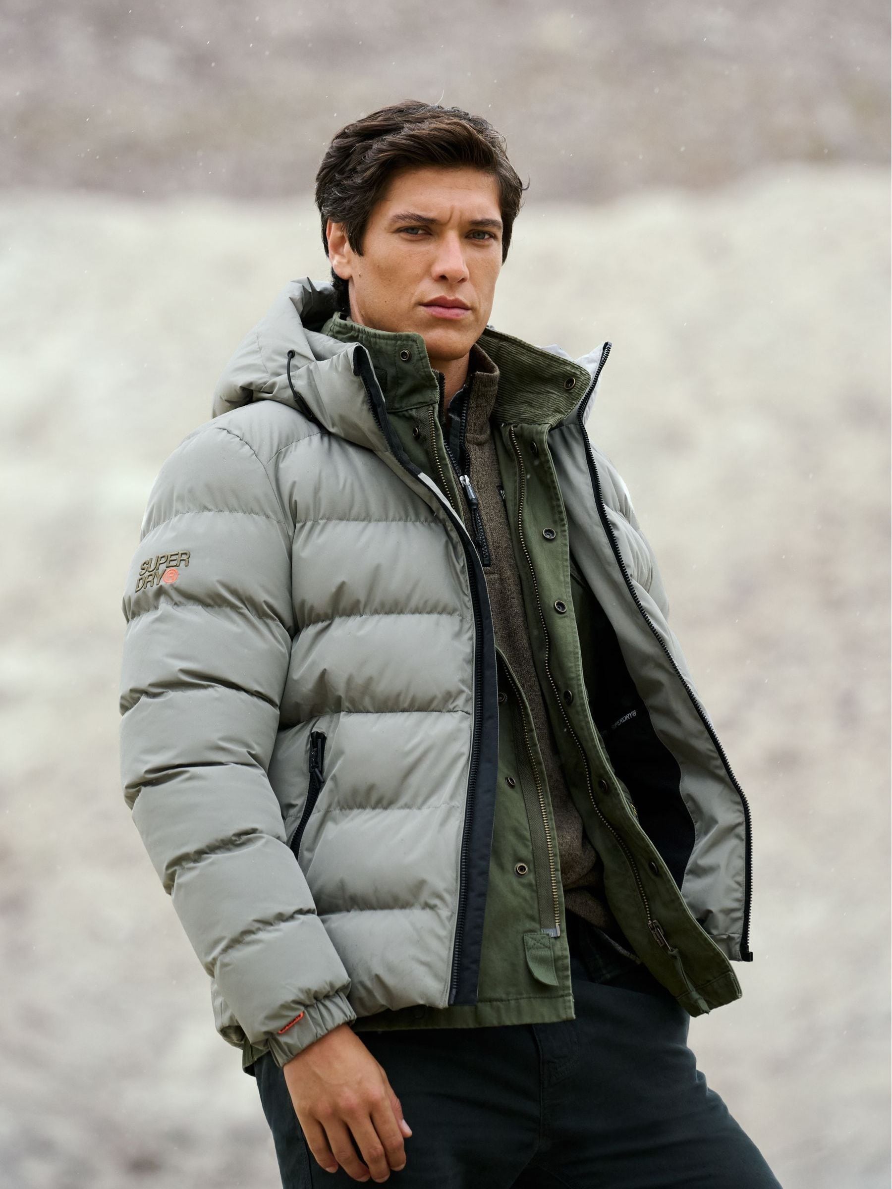 Next：日本 ライトブルー - Superdry フード付き スポーツ パファー