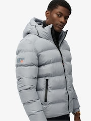 Superdry Light Blue Hooded Sports Puffer Jacket - Image 3 of 7
