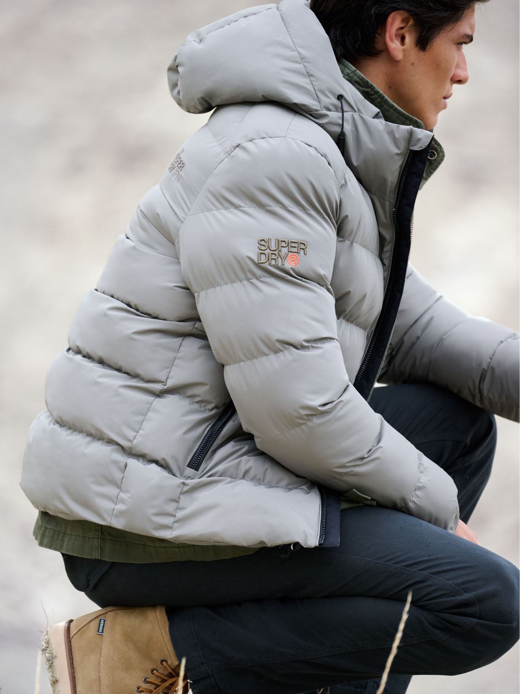Next：日本 ライトブルー - Superdry フード付き スポーツ パファー