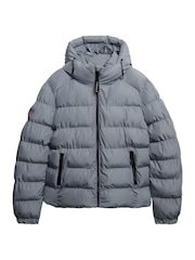 Superdry Light Blue Hooded Sports Puffer Jacket - Image 6 of 7