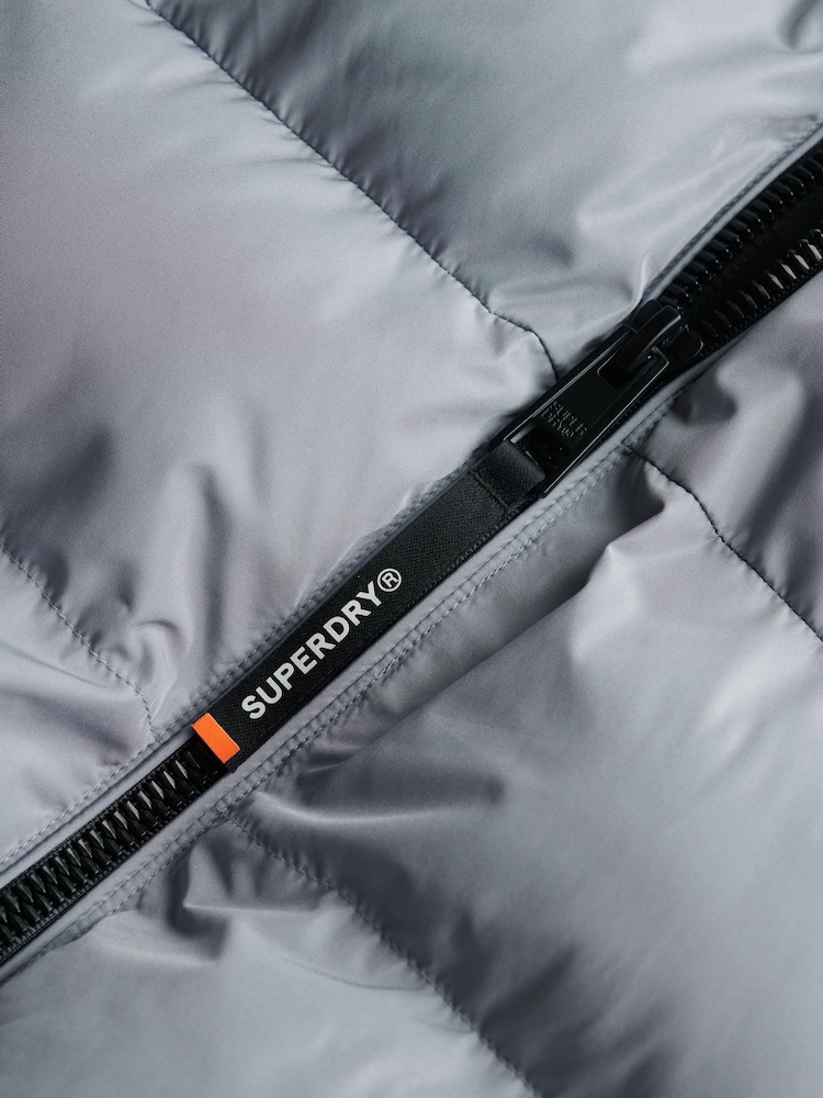 Superdry Light Blue Hooded Sports Puffer Jacket - Image 7 of 7