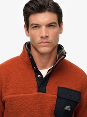 Superdry Orange Fuji Fleece Half Popper Jumper - Image 3 of 6