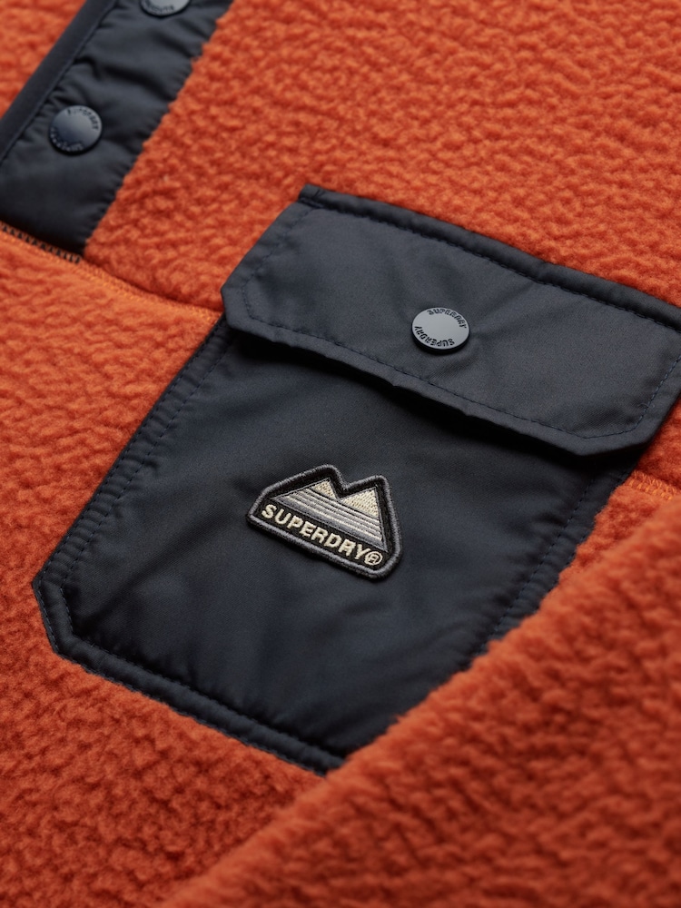 Superdry Orange Fuji Fleece Half Popper Jumper - Image 6 of 6 Superdry Orange Fuji Fleece Half Popper Jumper - Image 6 of 6