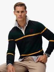 Superdry Green Vintage Athletic Stripe Rugby Top - Image 2 of 6