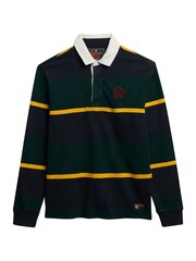 Superdry Green Vintage Athletic Stripe Rugby Top - Image 5 of 6