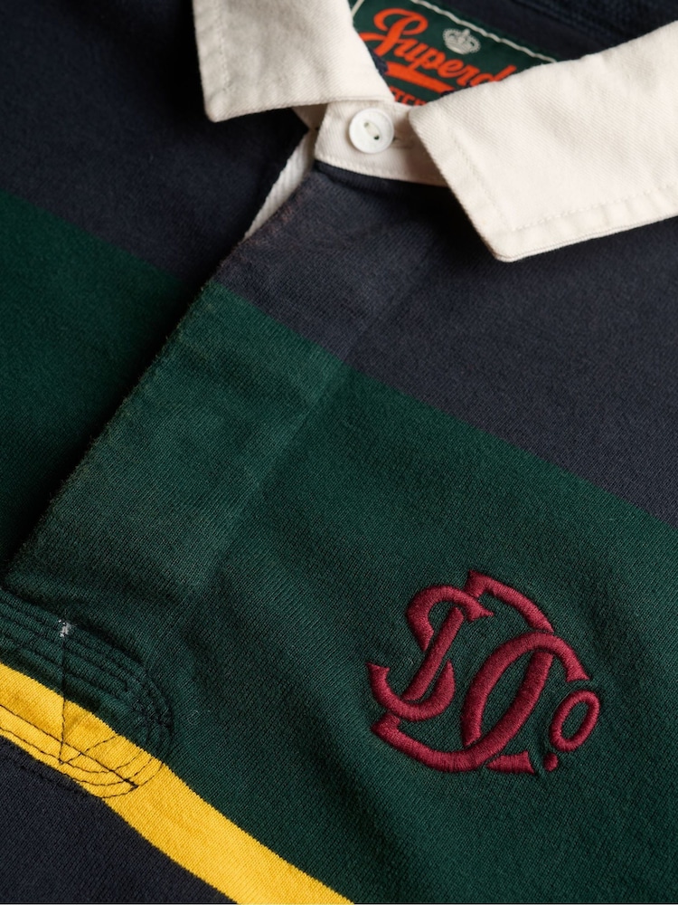 Superdry Green Vintage Athletic Stripe Rugby Top - Image 6 of 6