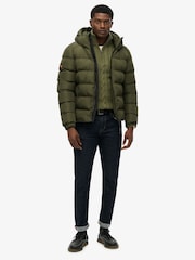 Superdry Green Hooded Sports Puffer Jacket - Image 3 of 7